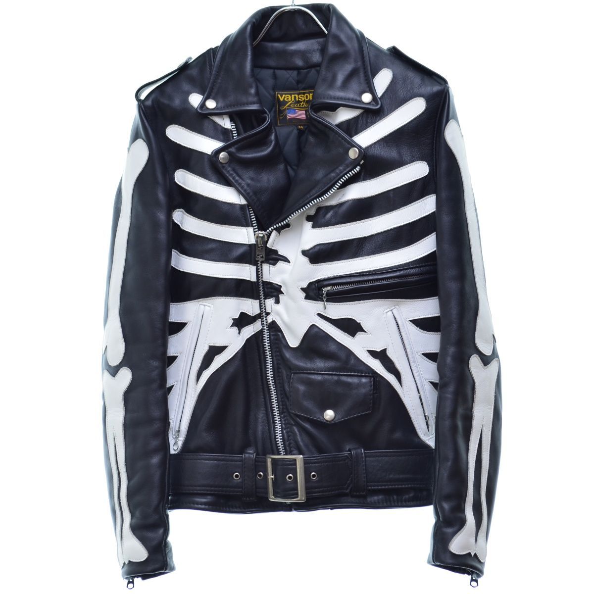 34【VANSON】C2 BONE TALONジップ 骨 ボーン レザー ダブルライダース