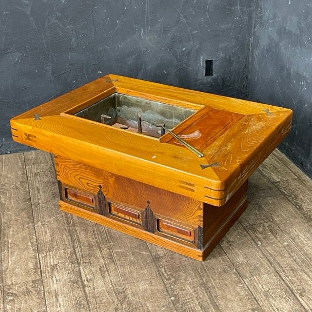 関西火鉢 囲炉裏 引出し3つ付き 約 80/56/39cm【中古】 和モダン 座卓