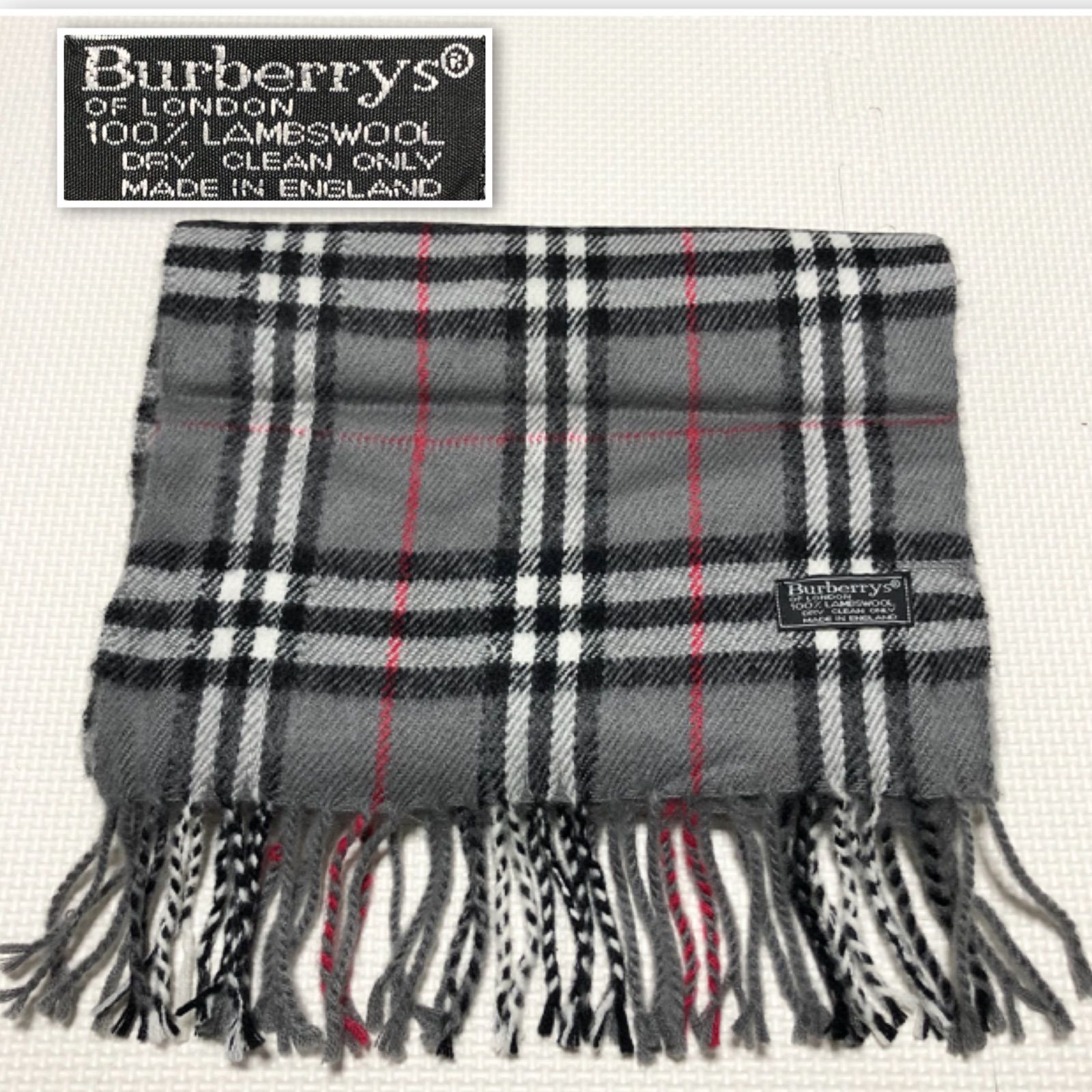 □美品□Burberrys バーバリー マフラー グレーノバチェック