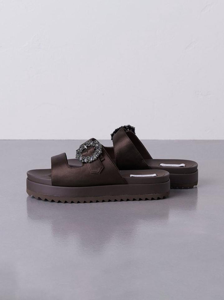 UNITED ARROWS サテンビジューサンダル サテン ビジュー クロス サンダル