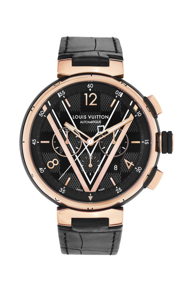 ルイ·ヴィトン「タンブール クロノグラフ ダミエ·グラフィット