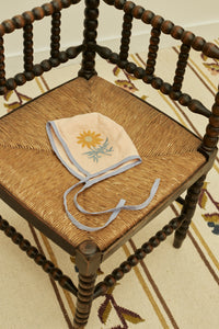 Cotton woven embroidered bonnet vintage inspired child. – Apolina