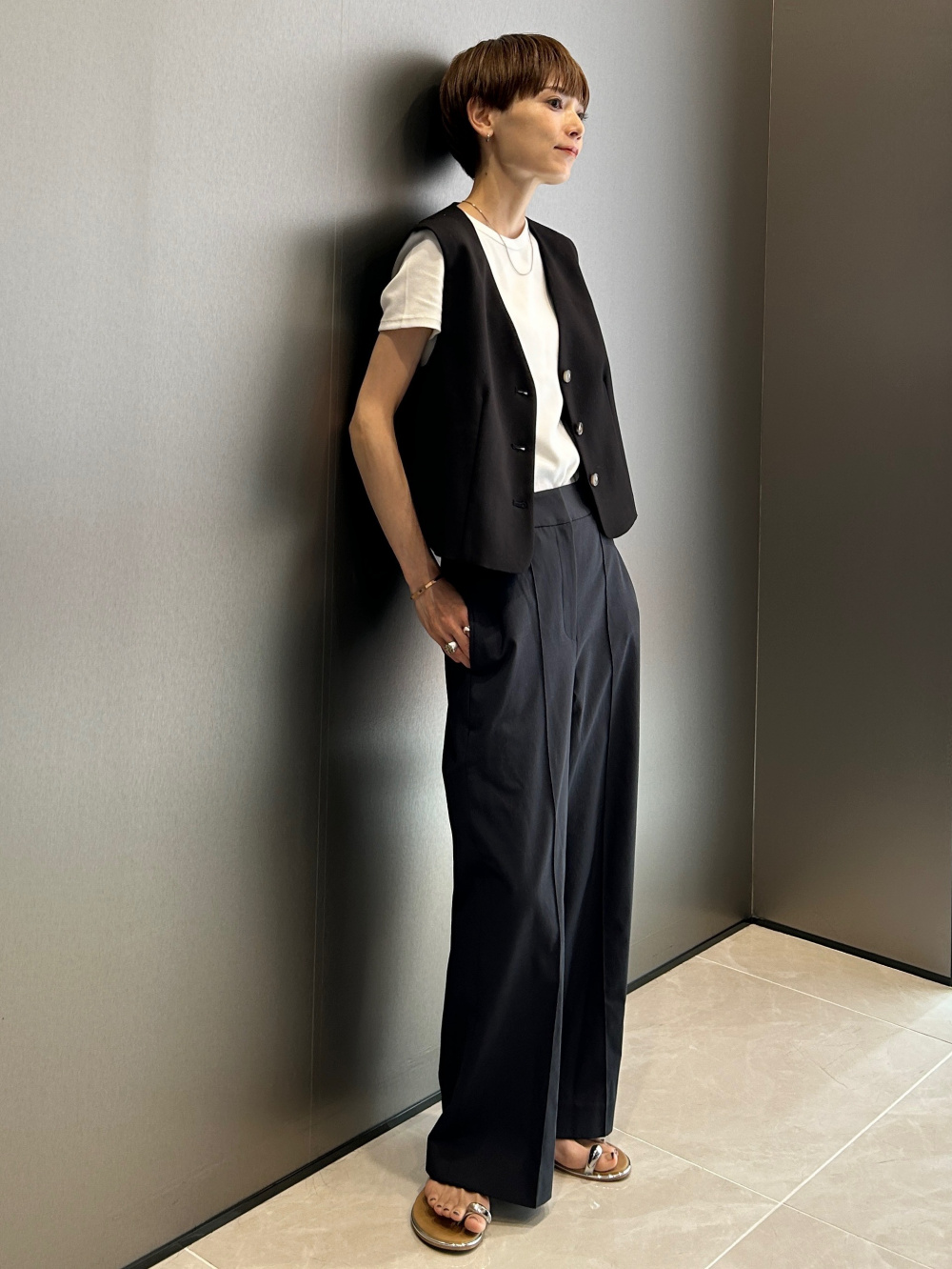 2024年モデル ワイドパンツ（リネンブレンド）、リネンブレンドダブル