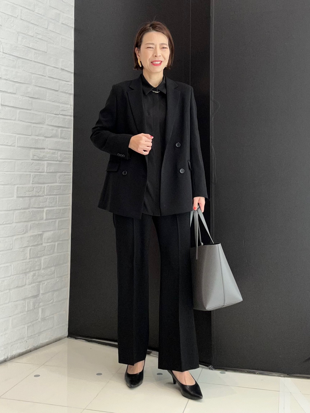 トリアセブレンドダブルジャケット、ワイドパンツ（リネンブレンド