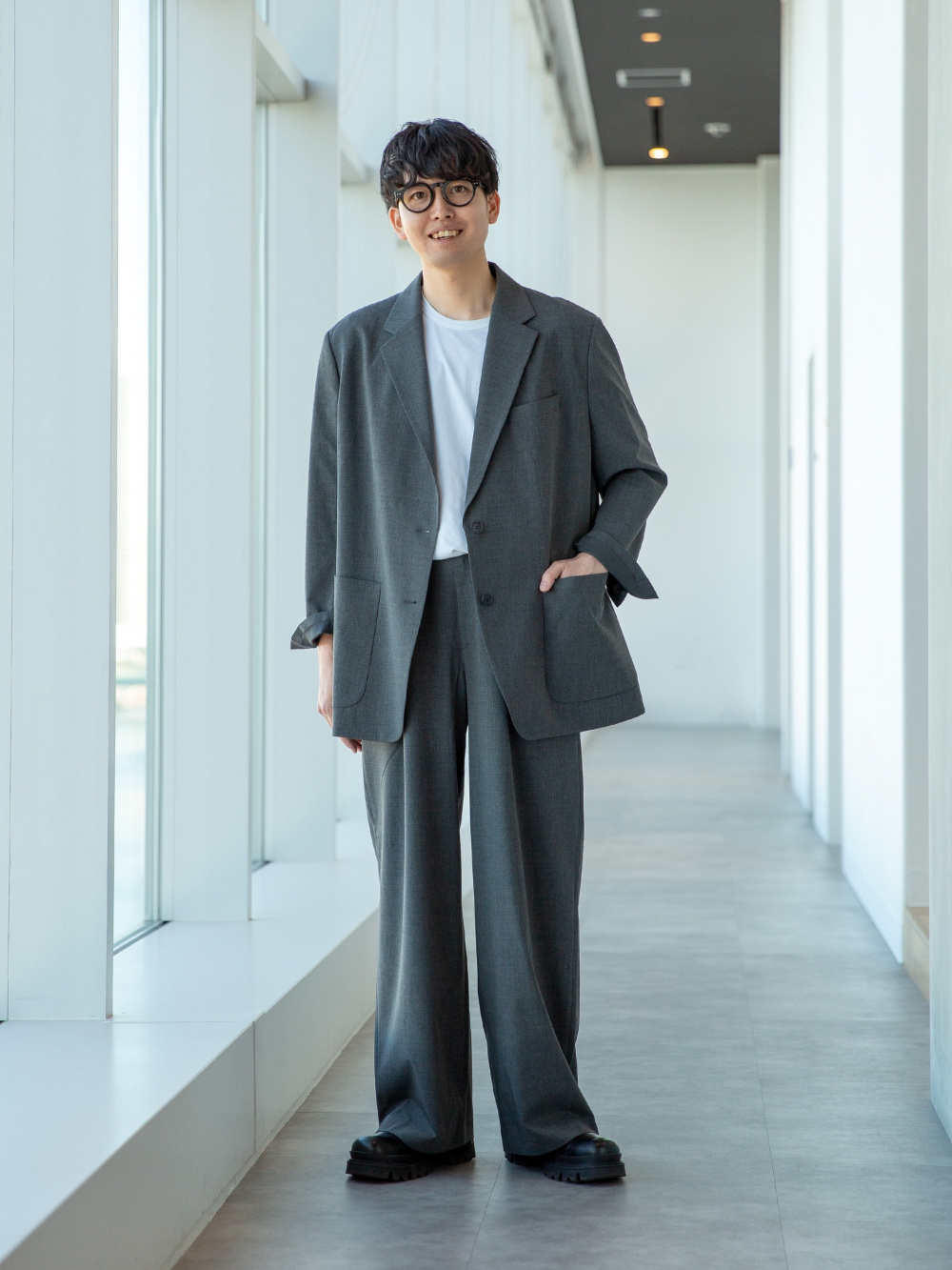 エアリズムコットンクルーネックT、リラックステーラードジャケット