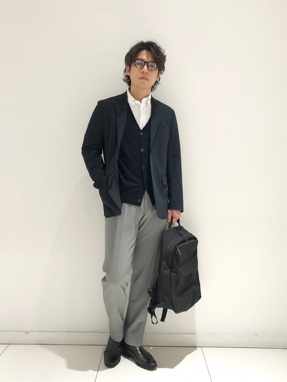 テーラードジャケット セットアップ可能、感動パンツ/チドリ」の着用