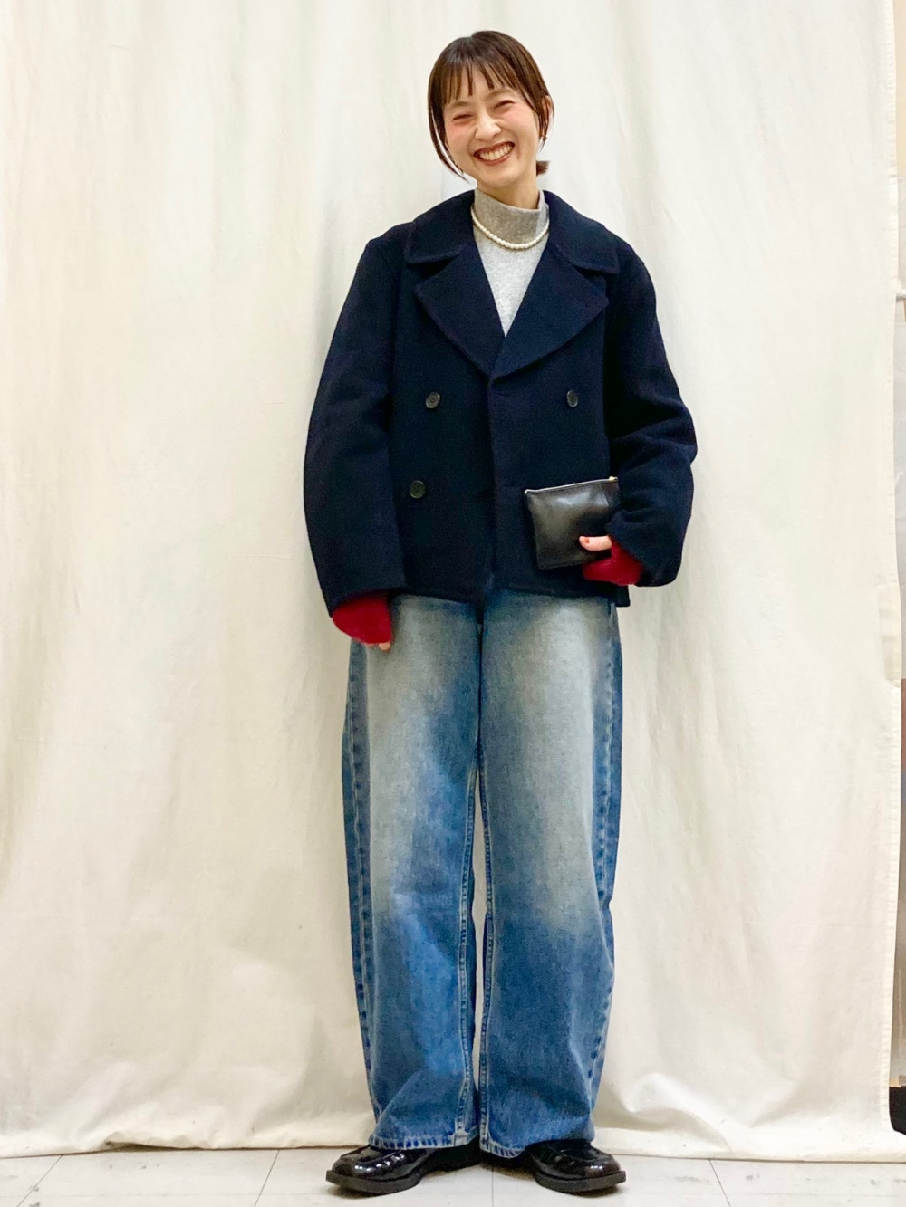 ダブルフェイスショートコートリラックスフィット、ピーナッツ