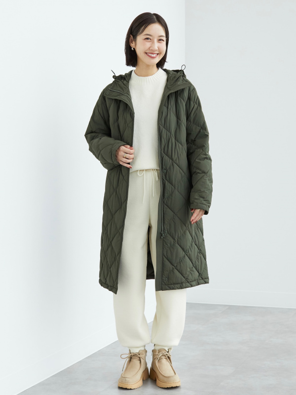 パフテックロングコートリラックスフィット（レディース）の着用