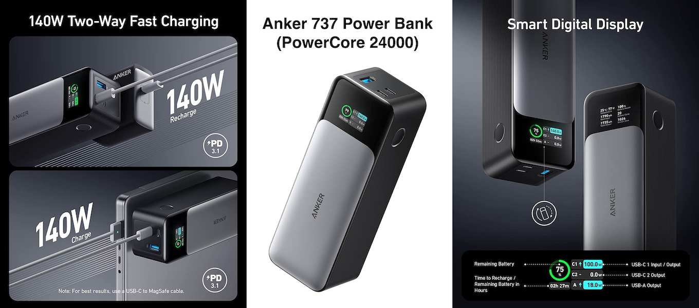 Anker Japan、最大140W出力で残量などが分かるスマートディスプレイ