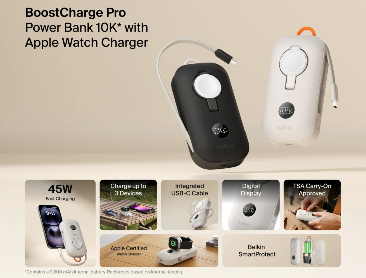 Belkin、最大45W出力のUSB-Cケーブルに加えApple Watch用のワイヤレス