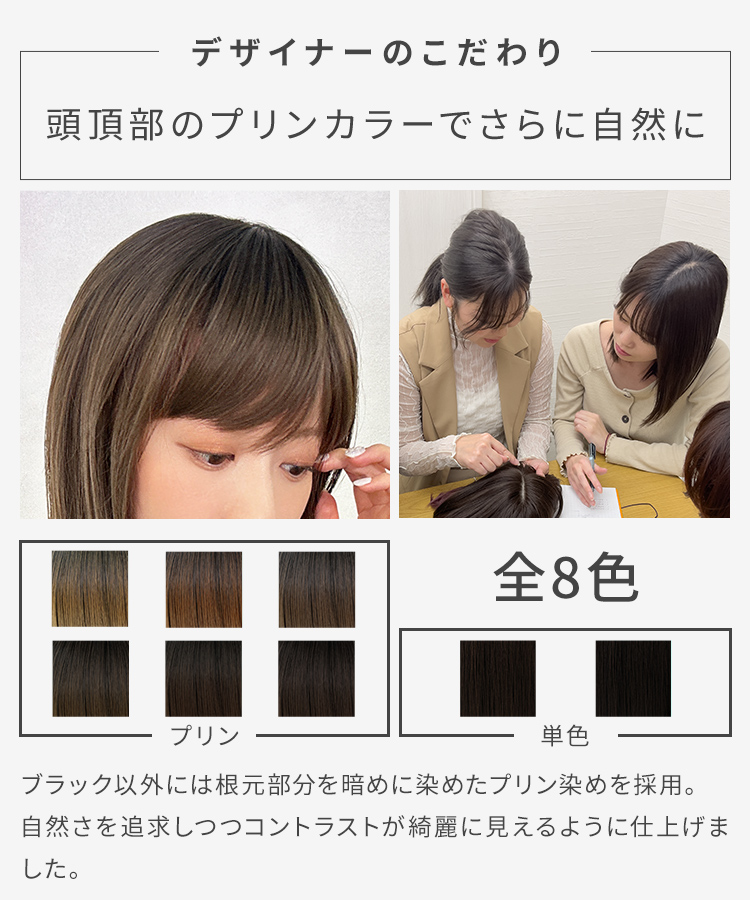 部分ウィッグ/つむじ&前髪付きヘアピース ミディアム [wgt101]