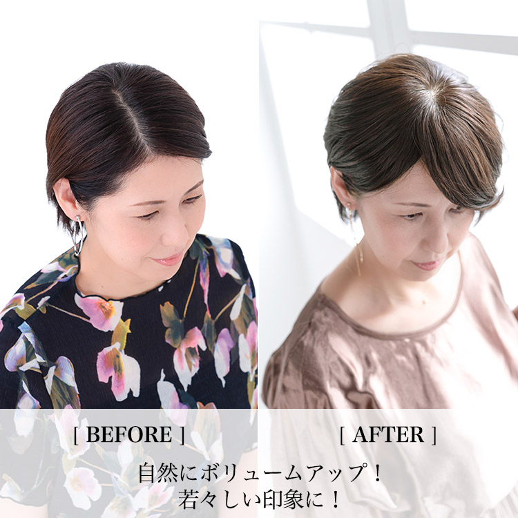 部分ウィッグ/総手植え人毛MIX6分ウィッグ リアルスキン ナチュラル