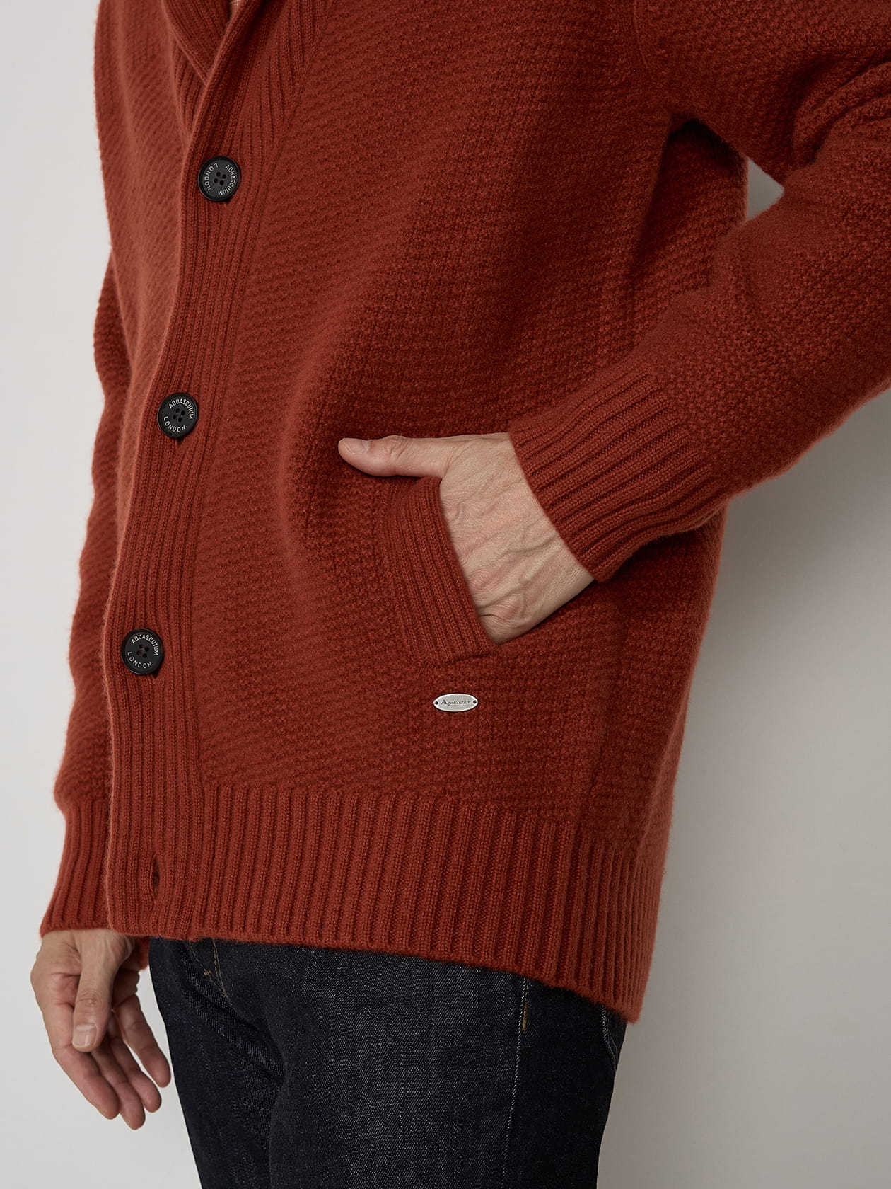 カシミヤショールカラーカーディガン