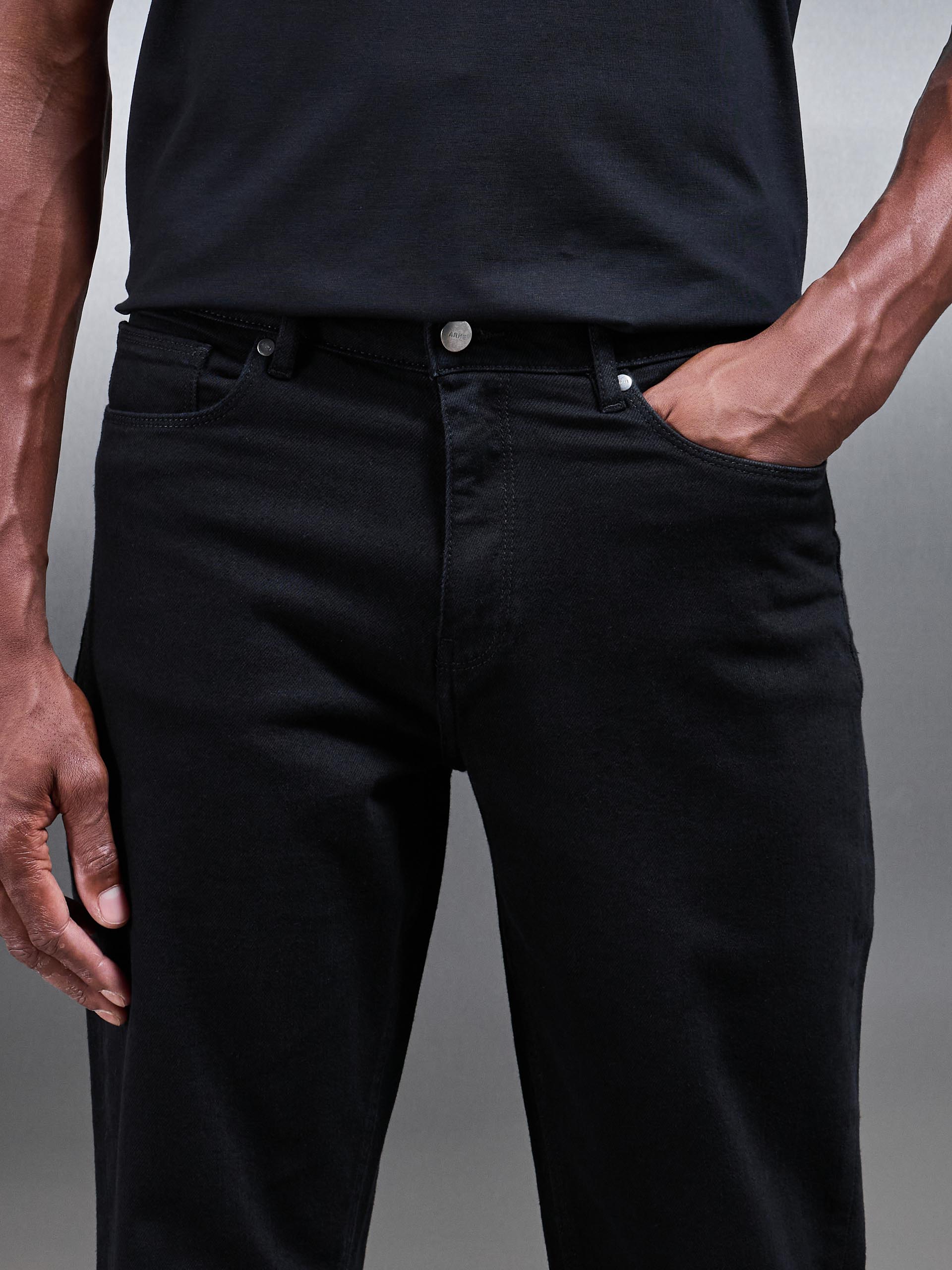 Straight Leg Denim Jeans in Solid Black | ARNE US