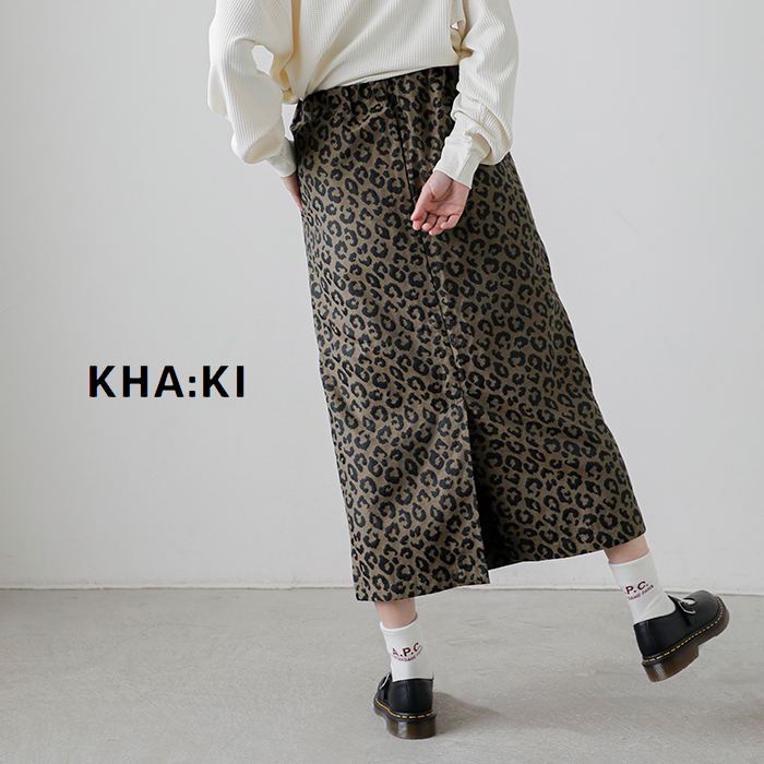 50%OFF】kha:ki カーキ ジャガード レオパード ストレート スカート