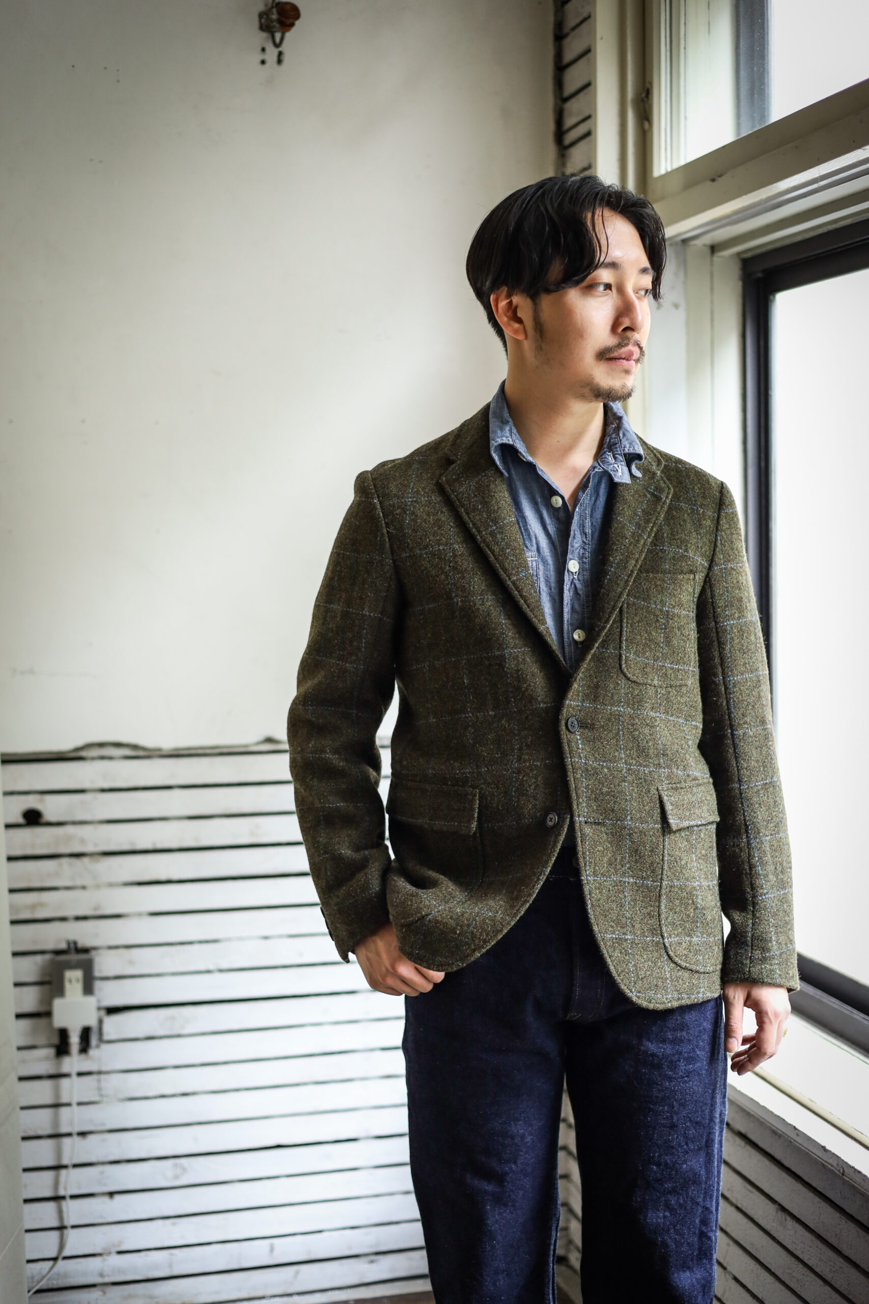 KENNETH FIELD 23AW / 50s UNCONⅡ HARRIS TWEED WINDOWPANE | ARCH