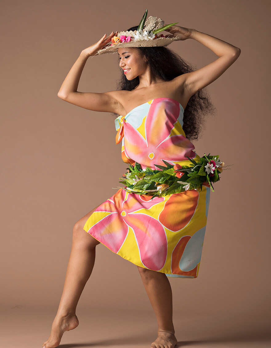 デザインロング（プルメリア ）イエロー – 【公式】フラダンス衣装