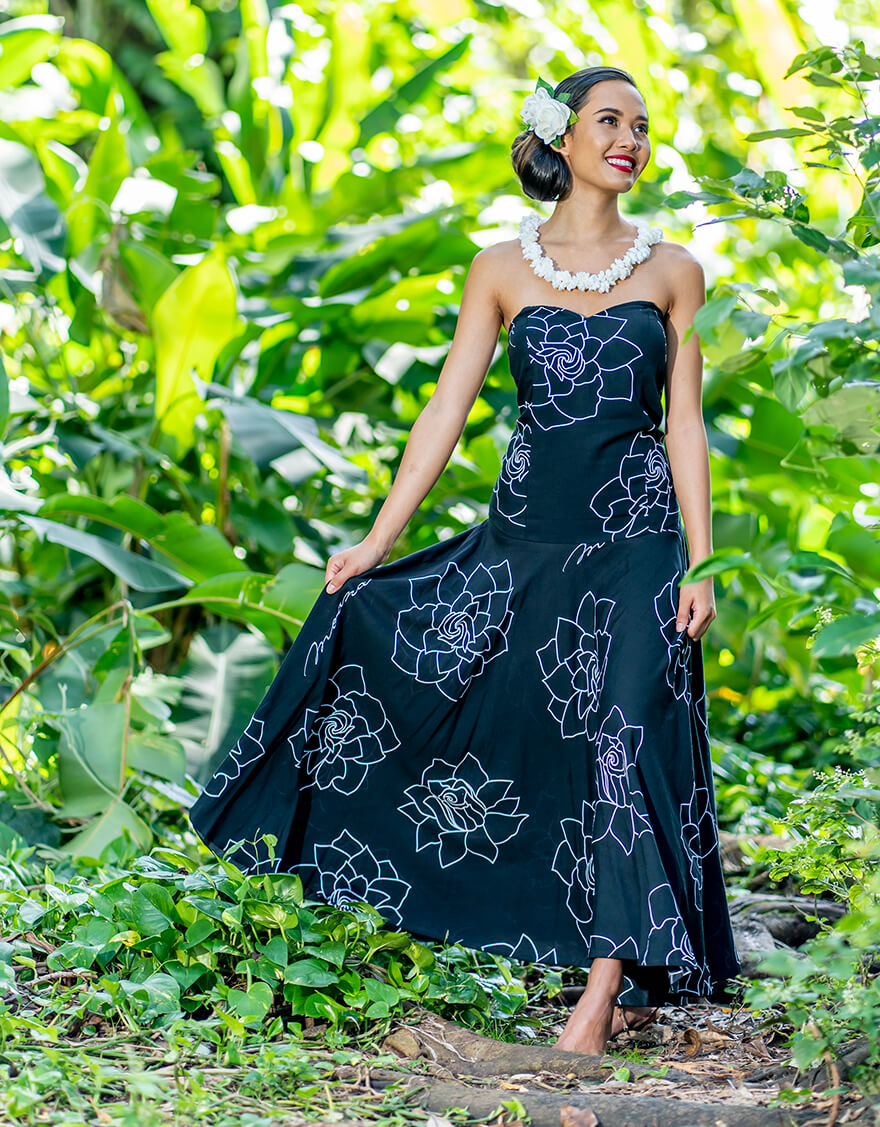 フレアドレス（ガーデニアリュクス）ブラック – 【公式】フラダンス