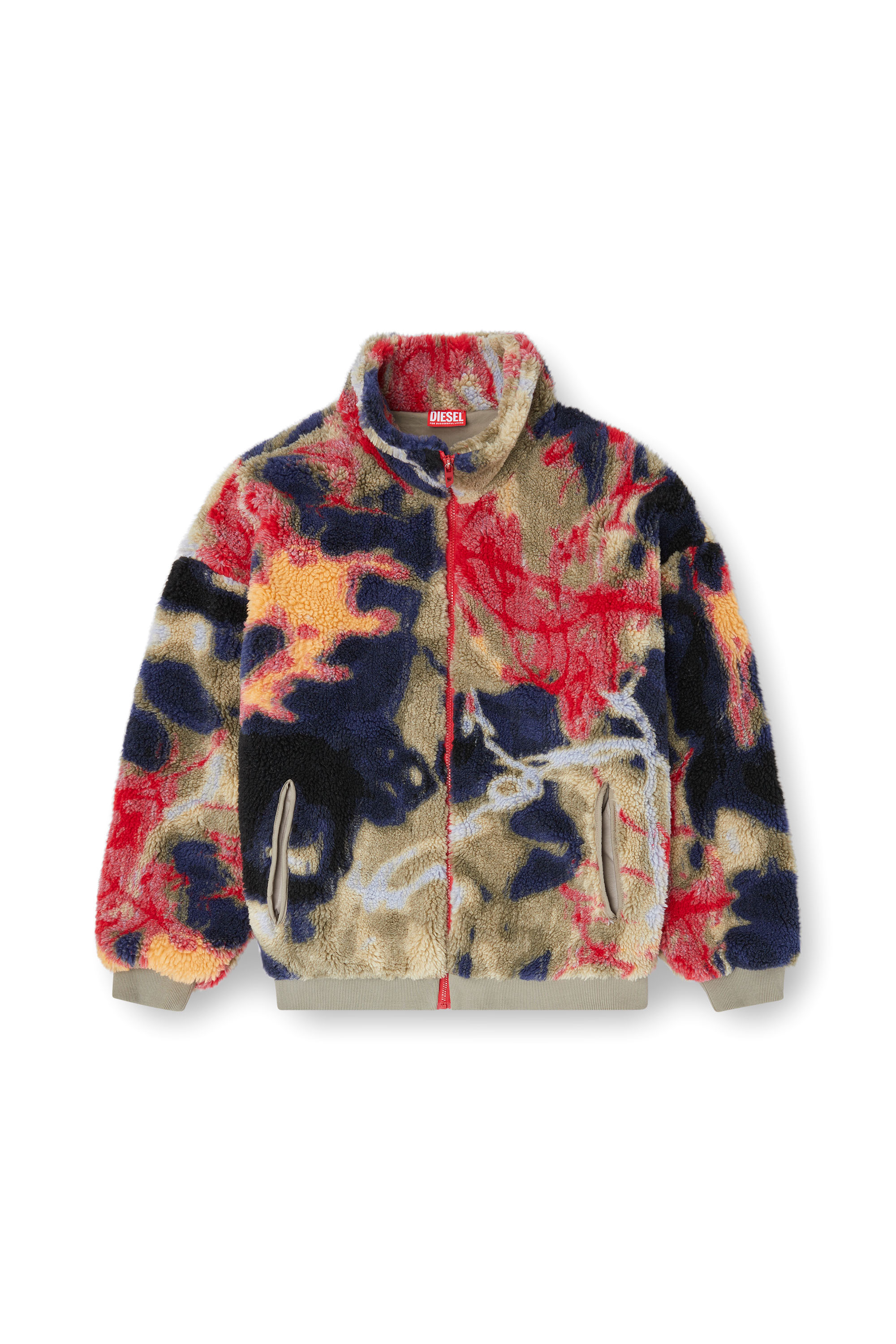 Men's Teddy-fleece jacket with graffiti motif | Multicolor | Diesel