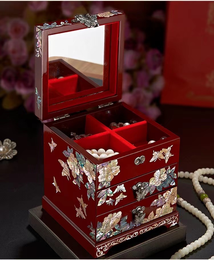 真珠貝の象嵌ラッカー木製ボックス 真珠貝の象嵌ラッカー木製ボックス