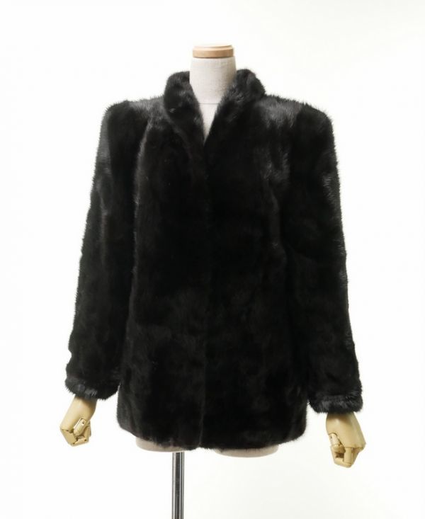 2026年最新ミンク 良品◇ミンク ハーフコート 逆毛 11 黒系 毛皮 リアル