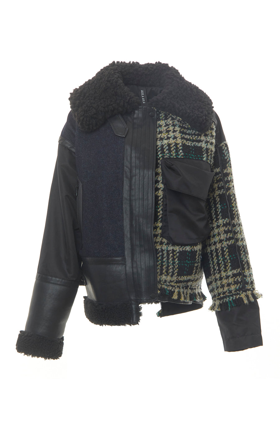 TWEED DENIM COMBINATION BLOUSON — aulaaila