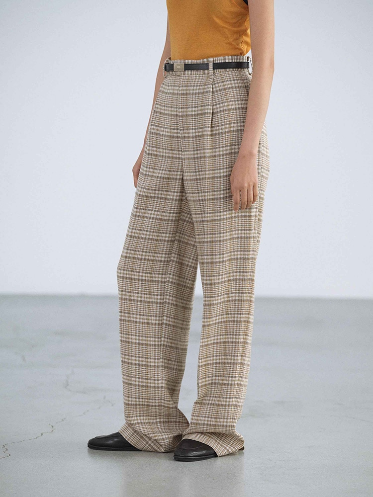 SUPER FINE TROPICAL WOOL CHECK TWO-TUCK SLACKS - AURALEE Official