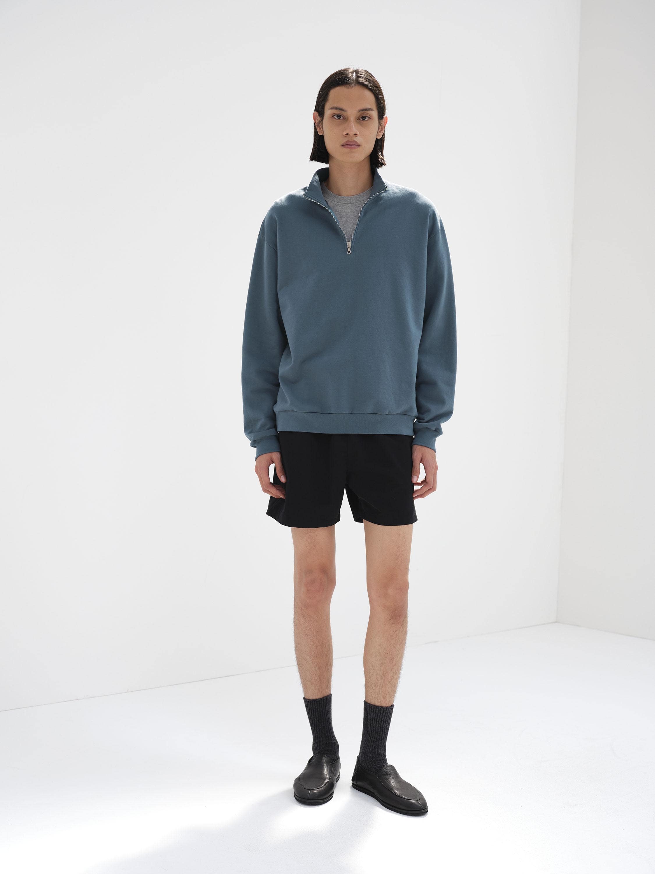 ELASTIC HIGH GAUGE SWEAT HALF ZIP P/O - AURALEE Official Website