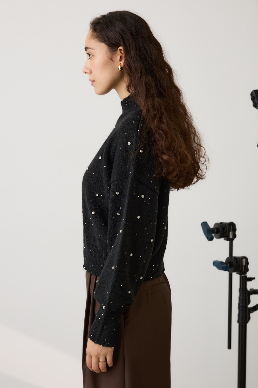 crie conforto】ラインストーンニット｜WOMEN｜254HAT70-099I｜AZUL BY