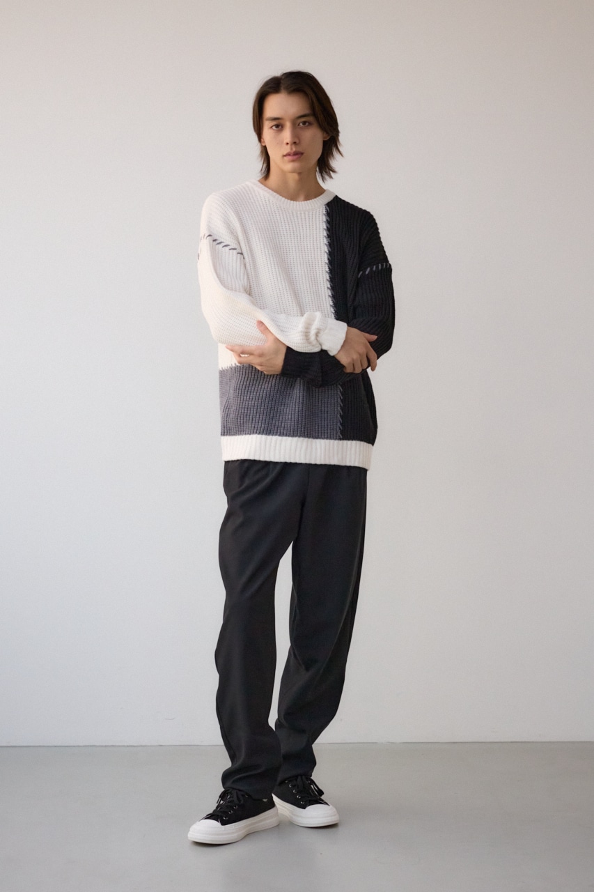 スウィッチングブランケットステッチニット｜MEN｜251HAT70-409I｜AZUL