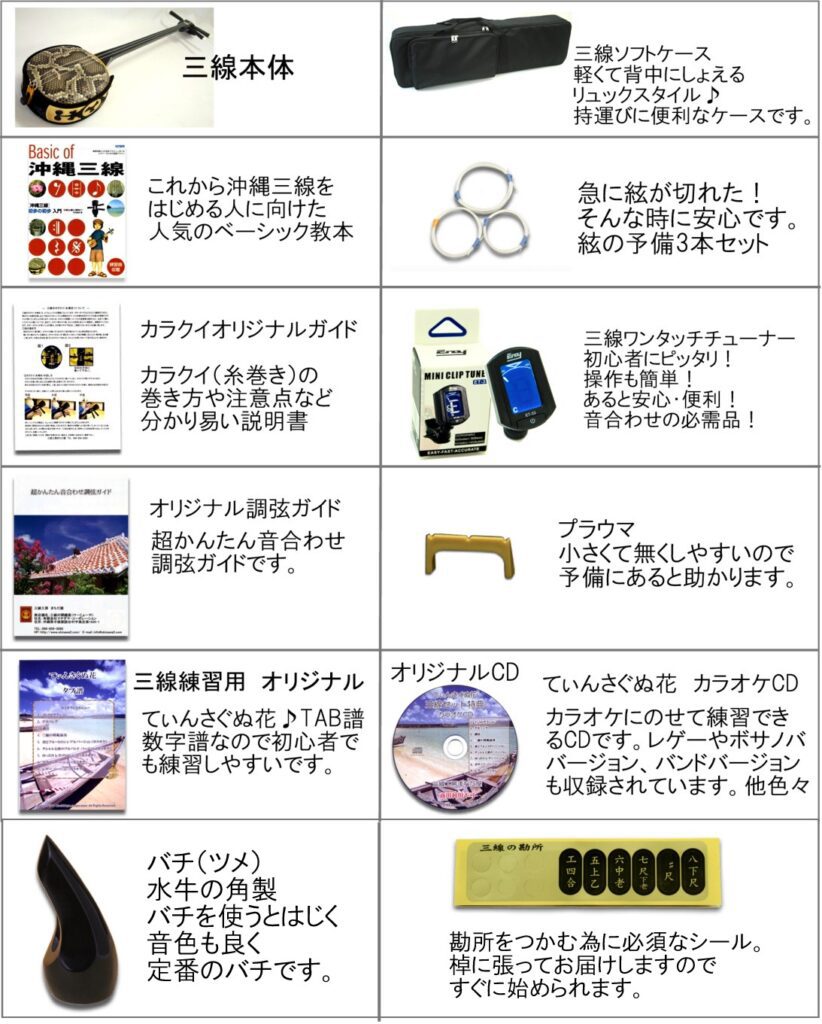 沖縄三線 ベーシックオブ三線セット☆人工皮張り 初心者入門 | 三線