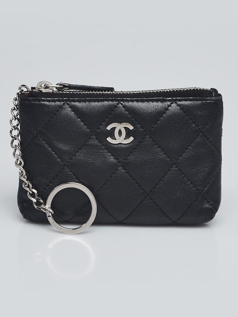 Chanel Black Quilted Lambskin Leather CC O-Key Holder | Yoogi's Closet