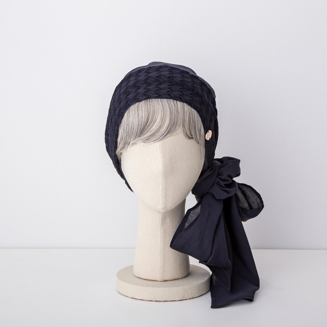SCARF HAT (M) / KnitLace-Navy – BAREN（バレン）