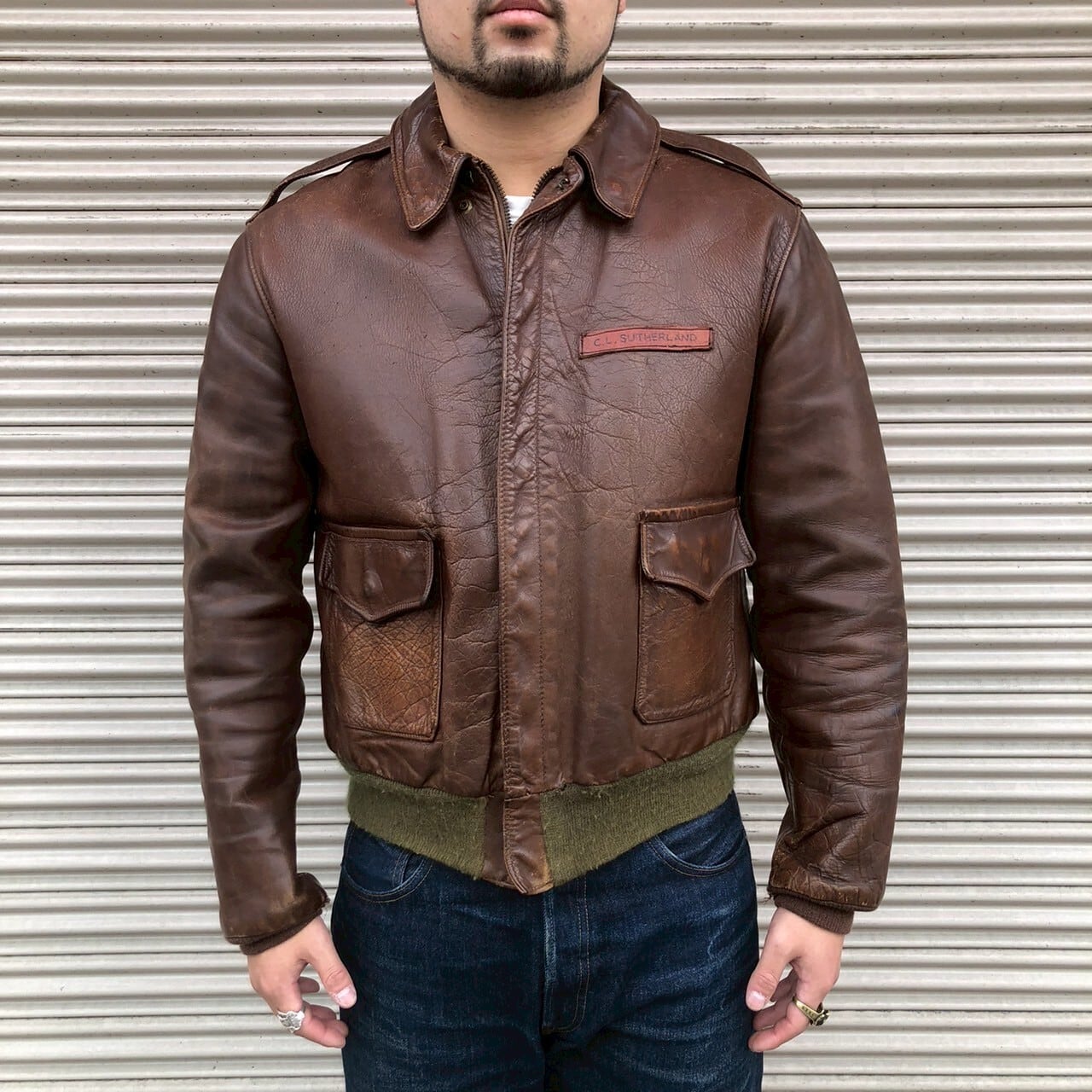 40's 米軍実物 USAAF A-2 レザー フライトジャケット オリジナル