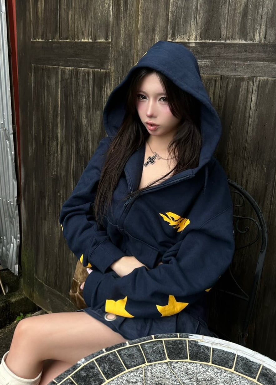 Shhh Design Zip Hoodie (Navy) | Pay ID