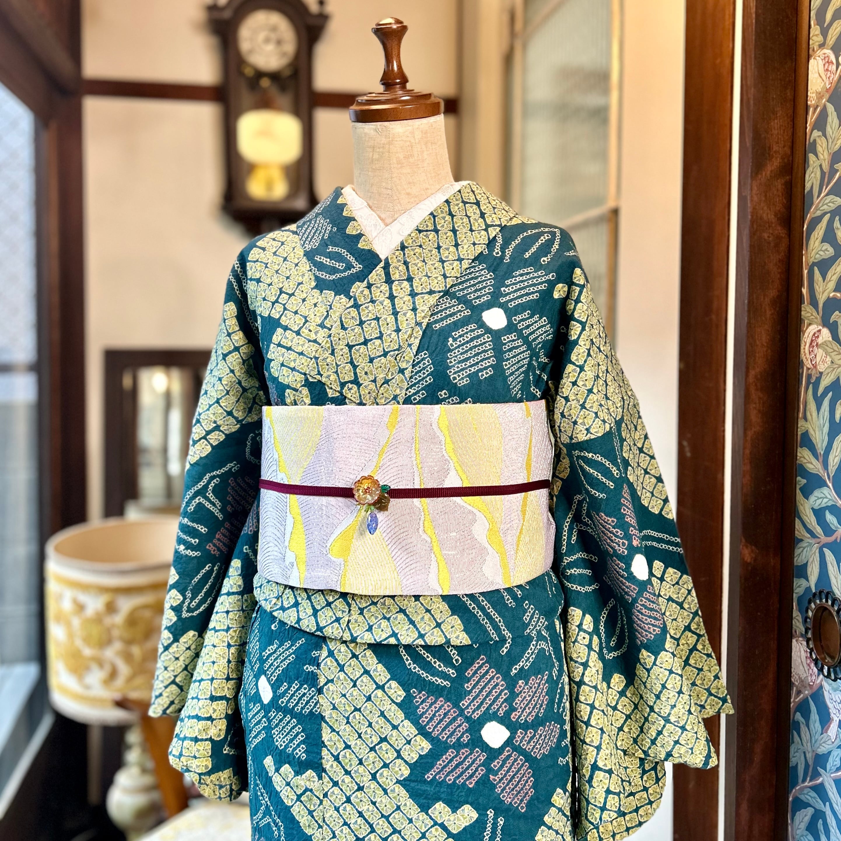 green green green＊有松鳴海絞り浴衣 緑 グリーン A743 | kimono tento