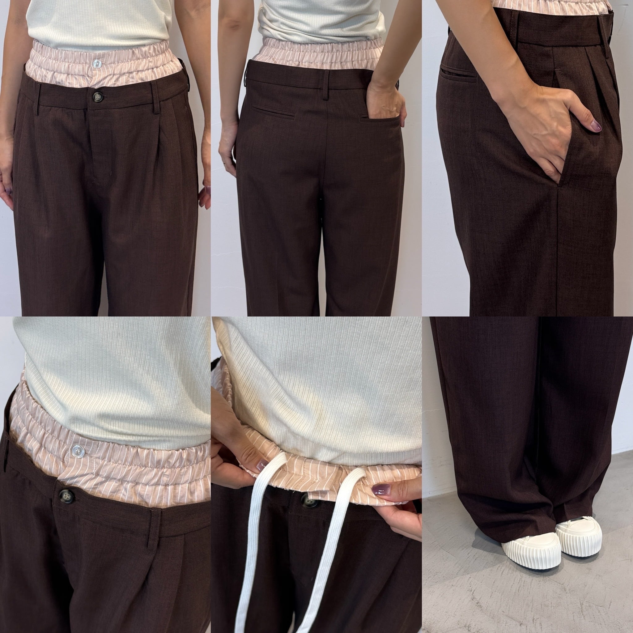 ダブルウエストスラックスPT/ダークブラウン | CFT.