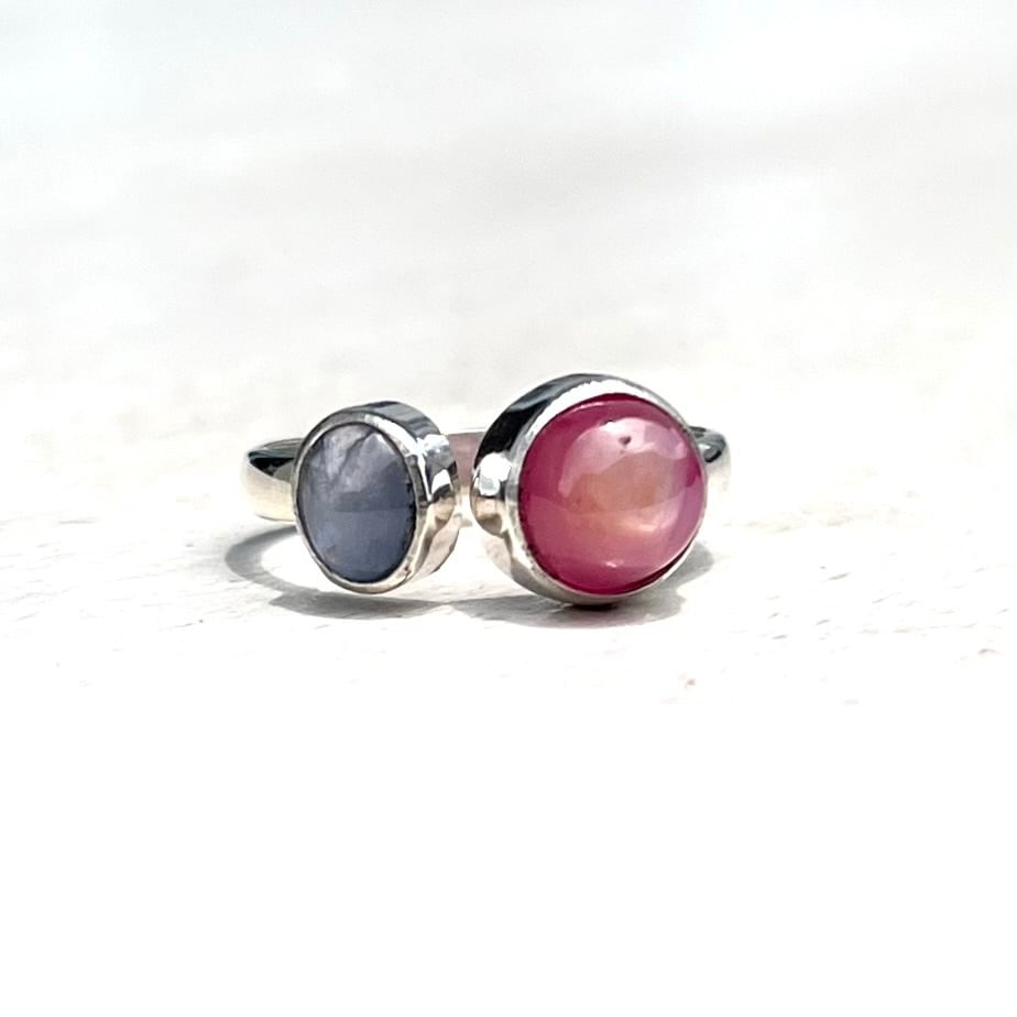 ルビーとサファイアのフォークリング SV925 | ubud moon(ウブドムーン