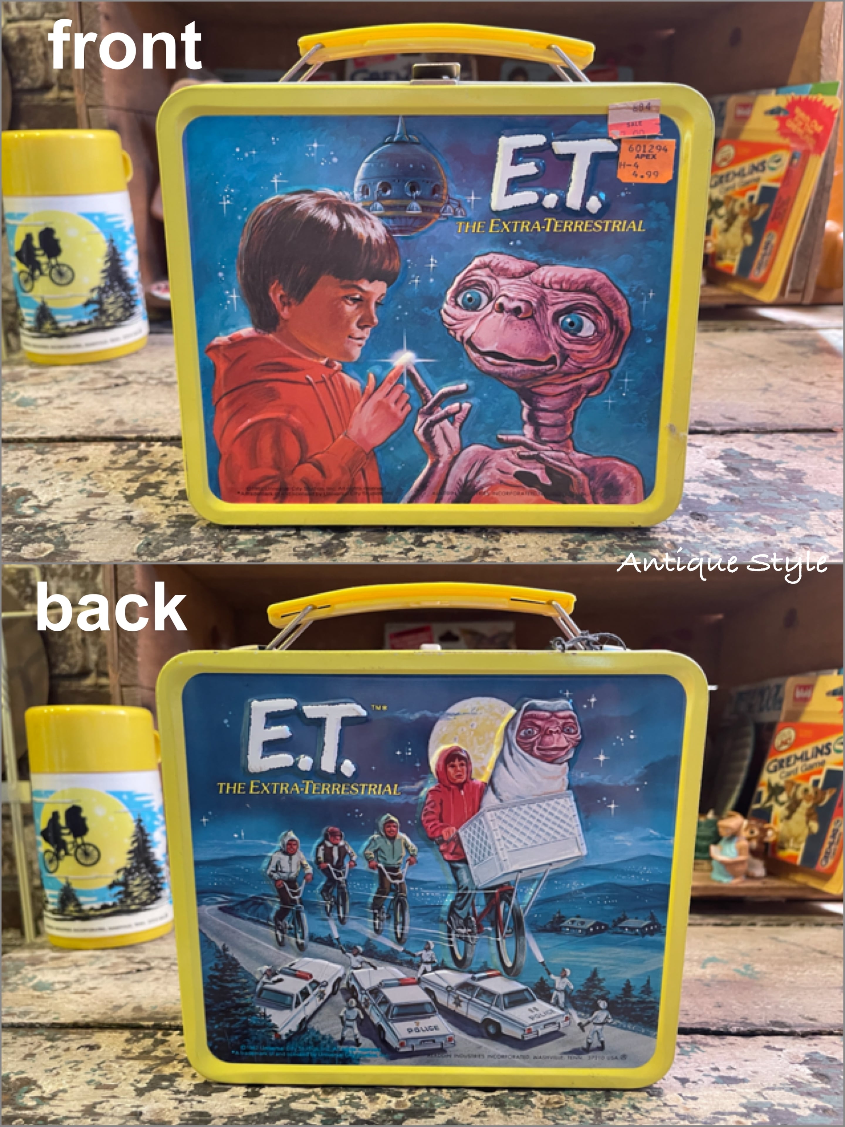 1982 ' アラジン E.T. ヴィンテージ ランチボックス 水筒付き ALADDIN