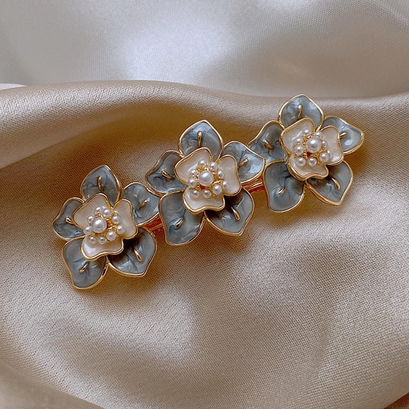 ヘアクリップ ヘアアクセサリー ヘアピン バレッタ 花モチーフ パール