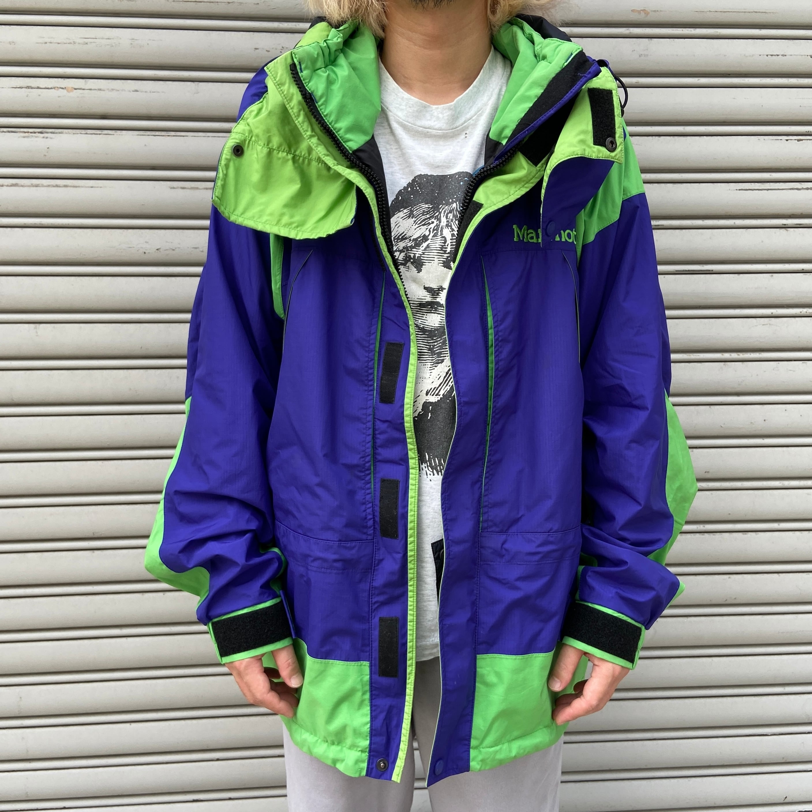 90s マーモット ゴアテックス マウンテンパーカー ブルー グリーン L