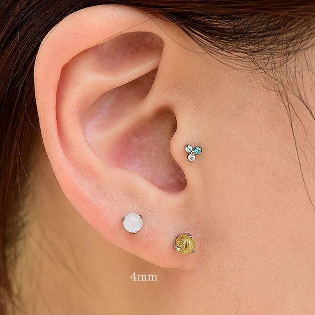 ルチルクォーツ 天然石ピアス 18G 16G 14G インターナル ラブレット