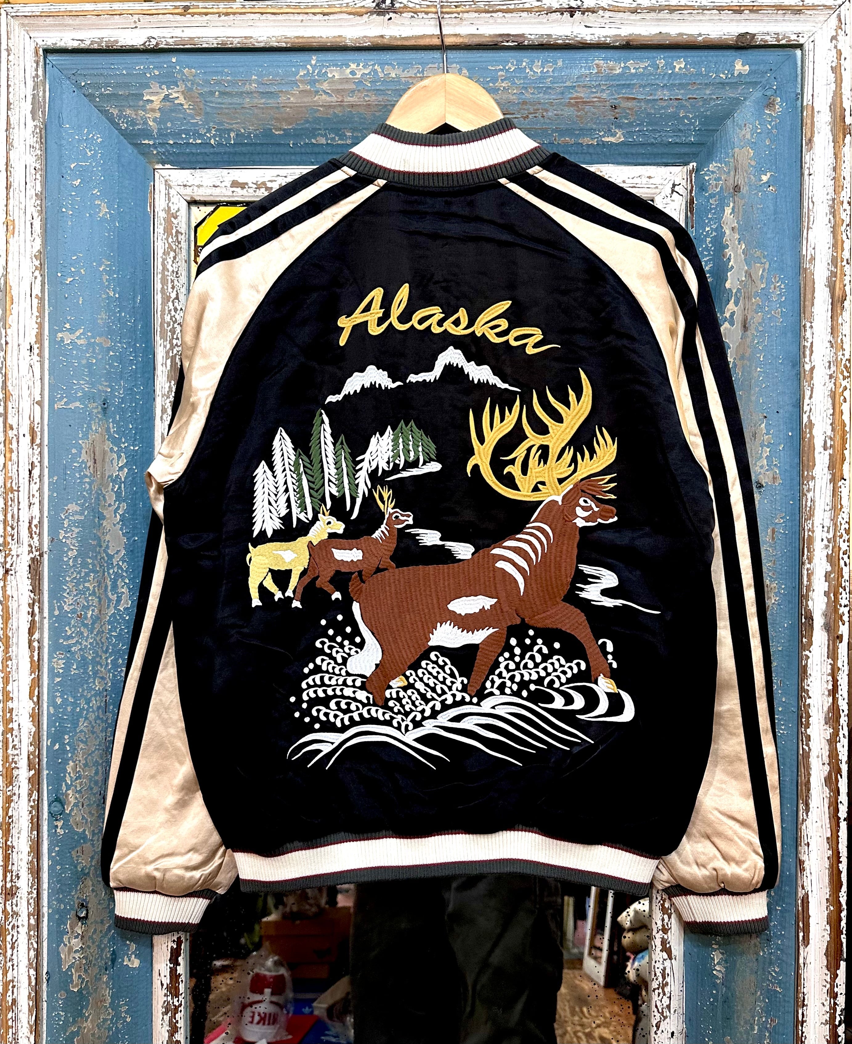 HOUSTON】RAYON SOUVENIR JACKET（ALASKA）スカジャン ブラック | andco