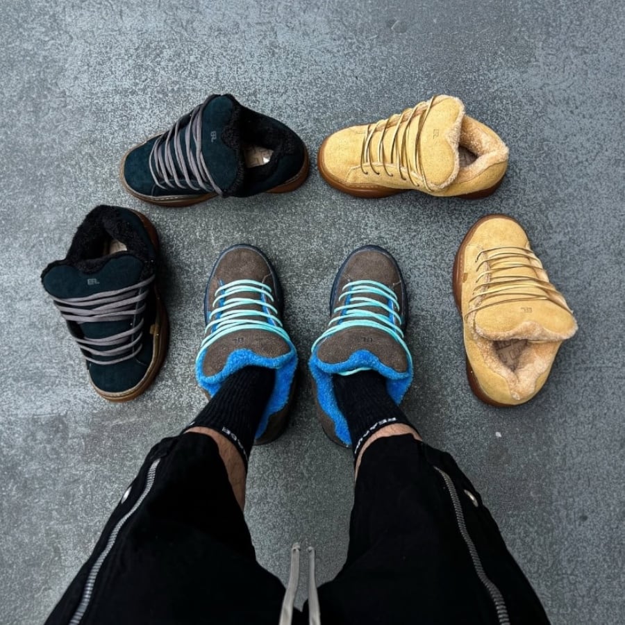 ERL】UNISEX SUEDE VAMP SKATE SNEAKER LEATHER | AYIN