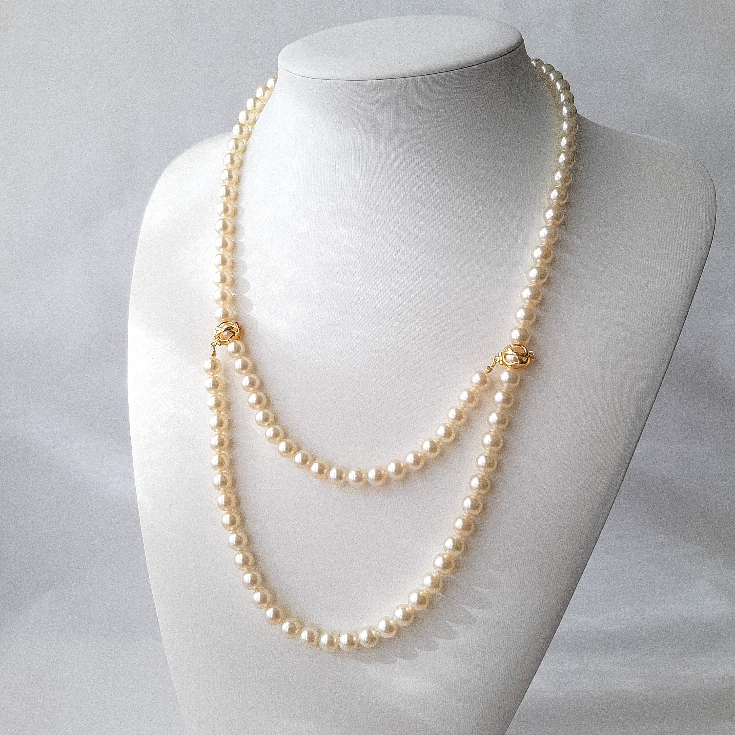 SV パックマン ロングネックレス & ピアス セットあこや真珠 パール