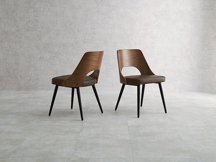 チェア2脚セット（ブラウン×合皮レザーダークブラウン） | カフェ