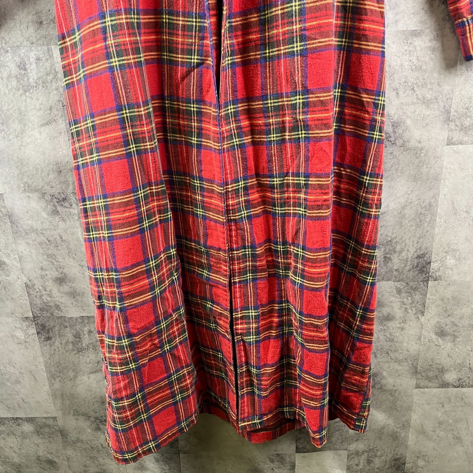 80s L.L.Bean ネルガウン ロングコート レッド タータンチェック柄 S