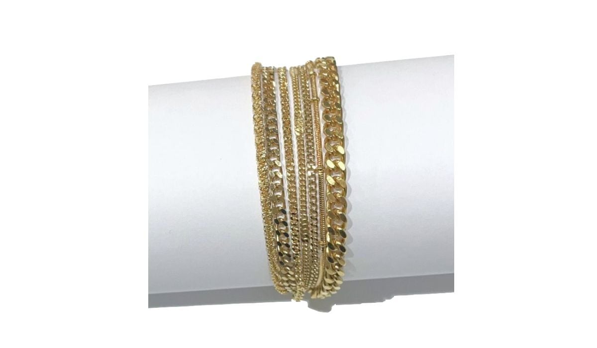 SAINT LAURENT サンローラン マルチチェーン ブレスレット ゴールド 7