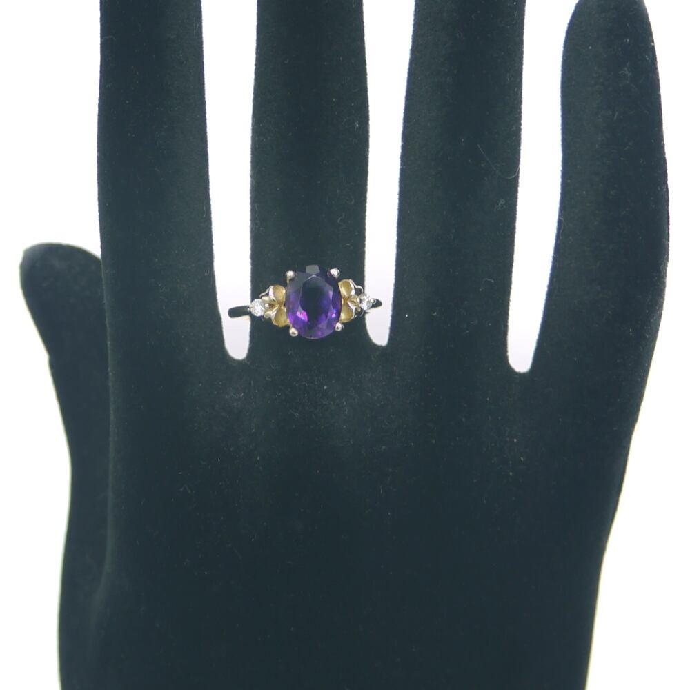 K14 アメジスト イミテーションダイヤモンド デザインリング 14金 指輪