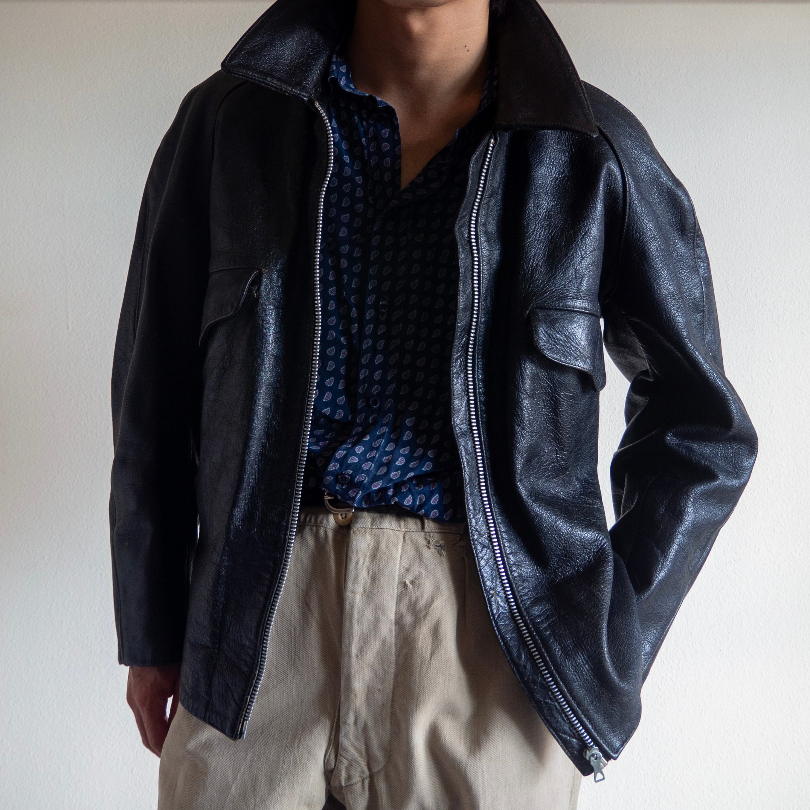 1950s Italian Army Chromed Goatskin Motorcycle Jacket | 'bout